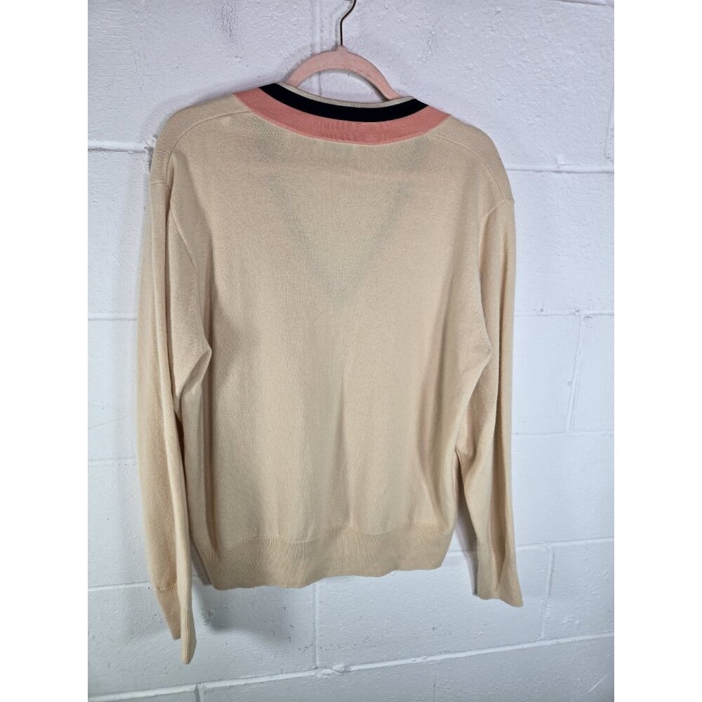 Sandro Viken Wool Cashmere V neck trim sweater womens - Picture 11 of 12